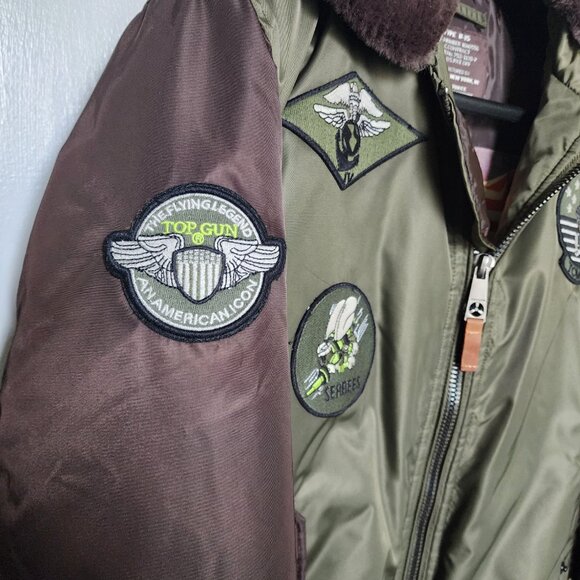 Top Gun B-15 Men's Flight Bomber Jacket with Patches Size Small - Picture 5 of 10